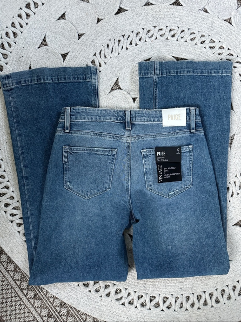 NWT PAIGE Leenah slim wide leg denim jeans 28 volar distressed $250 - Picture 10 of 12
